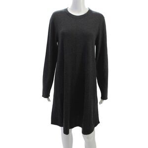 Repeat Womens Sweater Dress Gray Merino Wool Long Sleeve Crew Neck Mini Size L